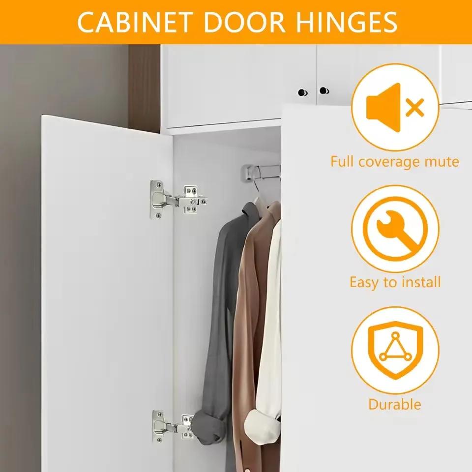 10Pcs Cabinet Hinges with Screws Steel Hinges For Furniture Full Overlay Mute Cabinet Door Cupboard Hinges Furniture Fitting