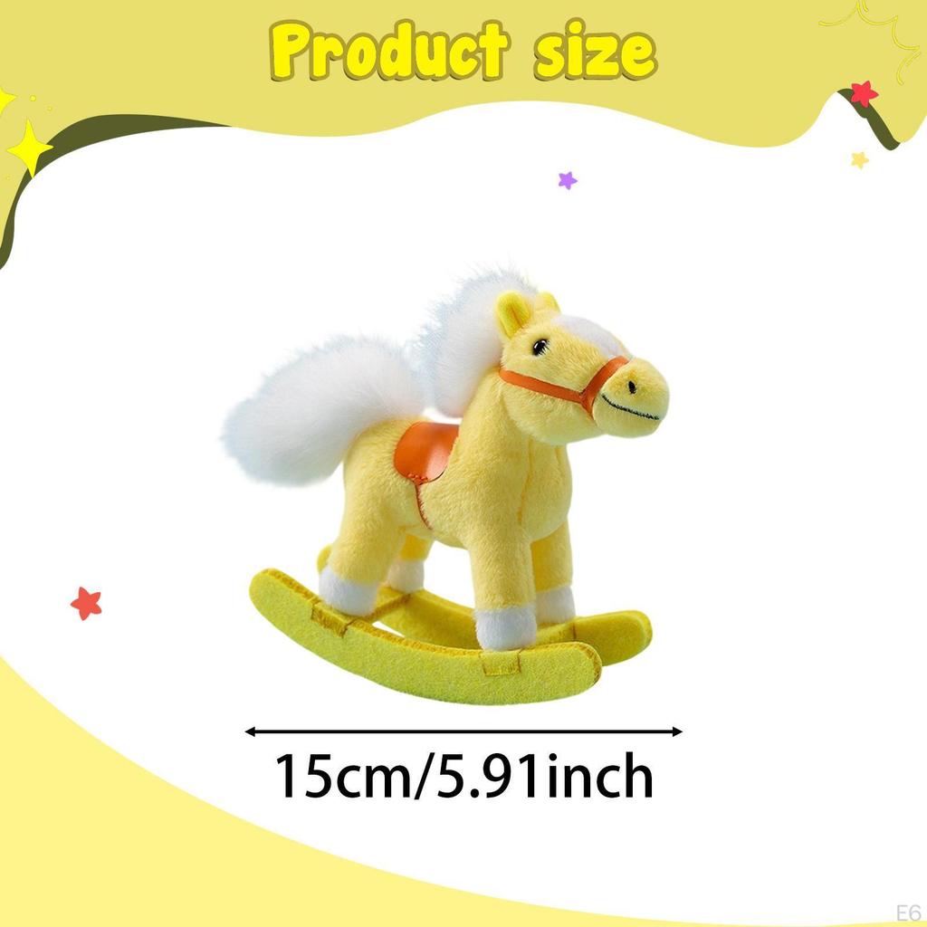 15cm Rocking Horse Toy Doll Decor Cute Realistic Hugging Stuffed Animal Farm Decoration