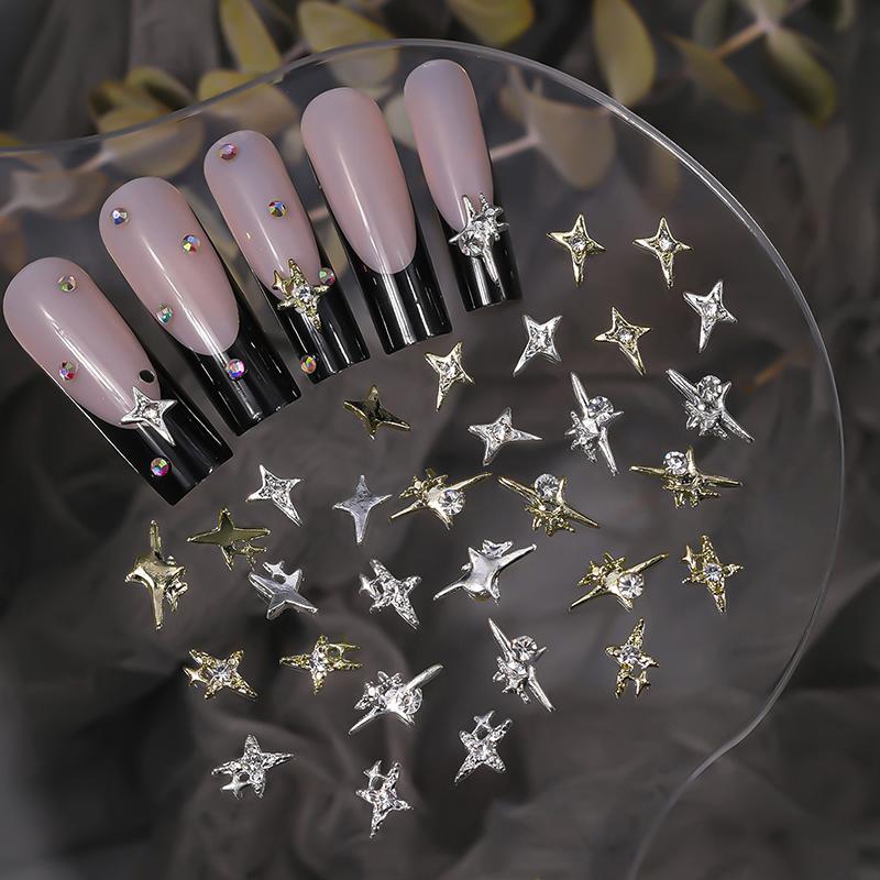 10 st 3D-legering Asterism Nagelhängen Dekorationer Stjärntillbehör Glitter Nageldelar Nagelkonst Material Tillbehör