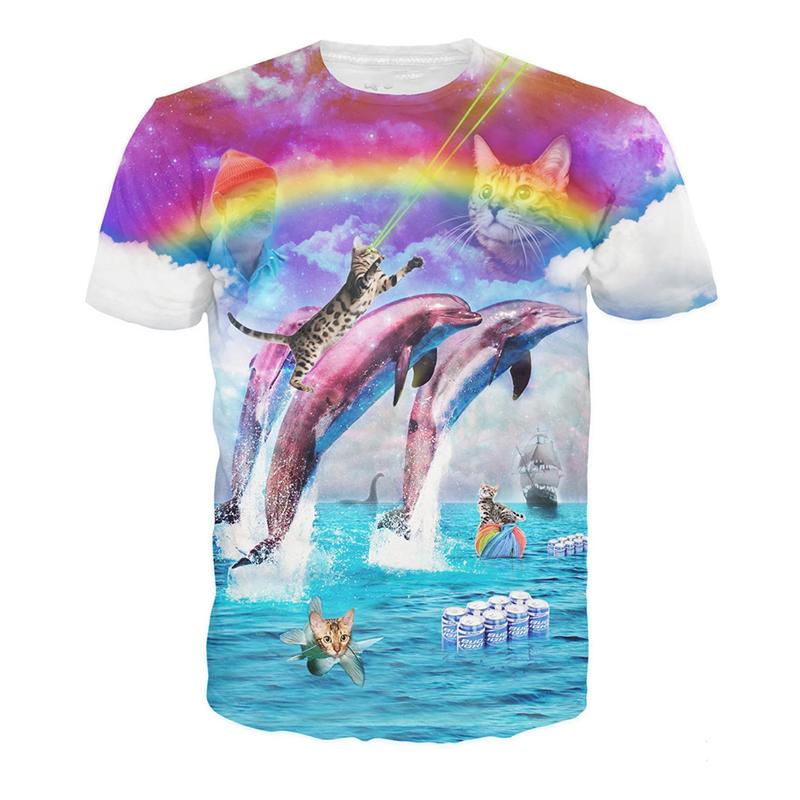 Bláznivá Vtipná Zvířecí Vzor 3D Tištěná Trička Hip Hop Streetwear Kulatý Výstřih Krátký Rukáv Pánská a Dámská Unisex Trička