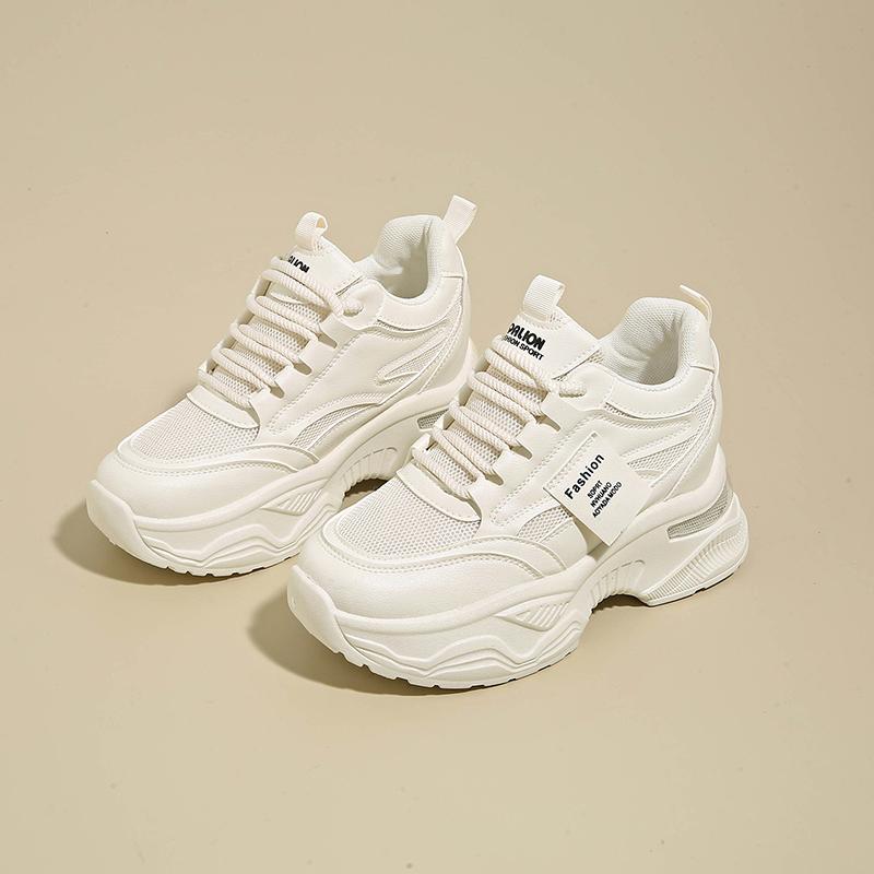 Fashion CRLAYDK Chunky Mid Top Sneakers for Women Height Incrase Wedge Air Cushion Casual Platform Tennis Walking Mesh Trainer Shoes