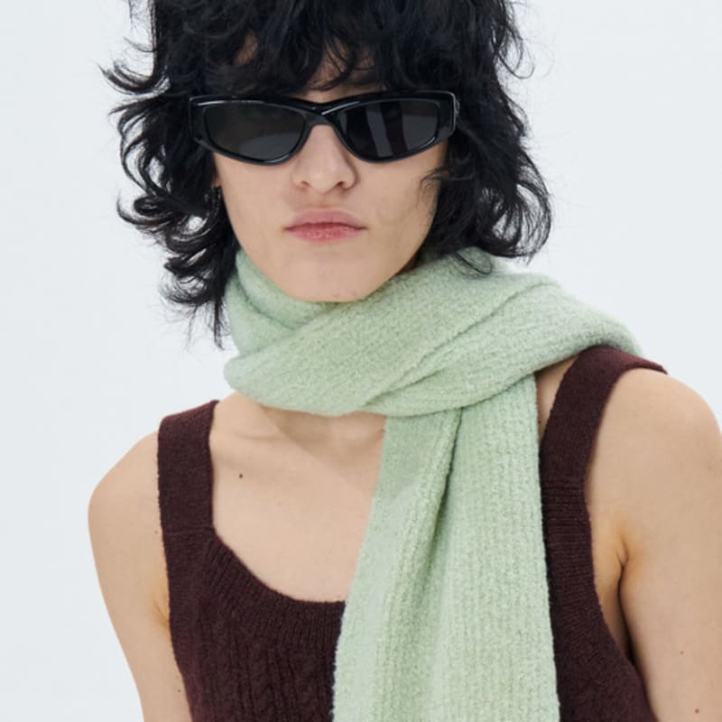 ETCH LOOP YARN WOOL MUFFLER(MINT)