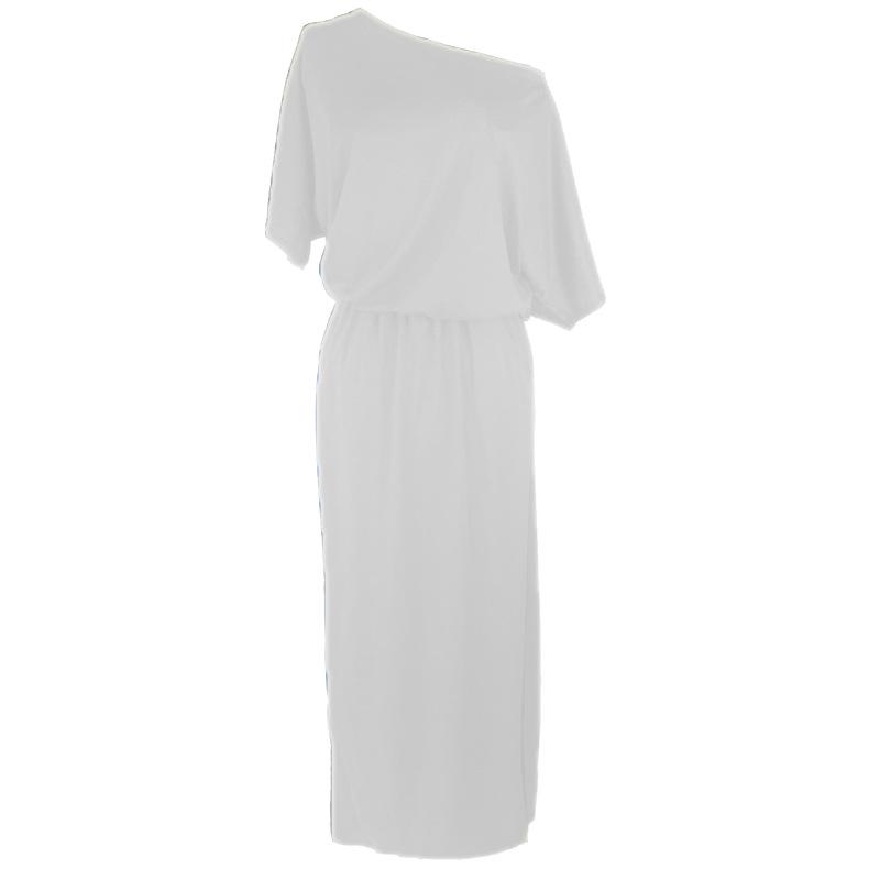 

Женское летнее однотонное свободное длинное платье макси с нерегулярным боковым разрезом и карманами XXL