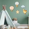 5 Pcs Hot Air Balloon Wall Art with Star Cloud Cartoon Animal Wooden Balloon Nursery Decor Boho Wall Sculpture for Living Room Bedroom Playroom
