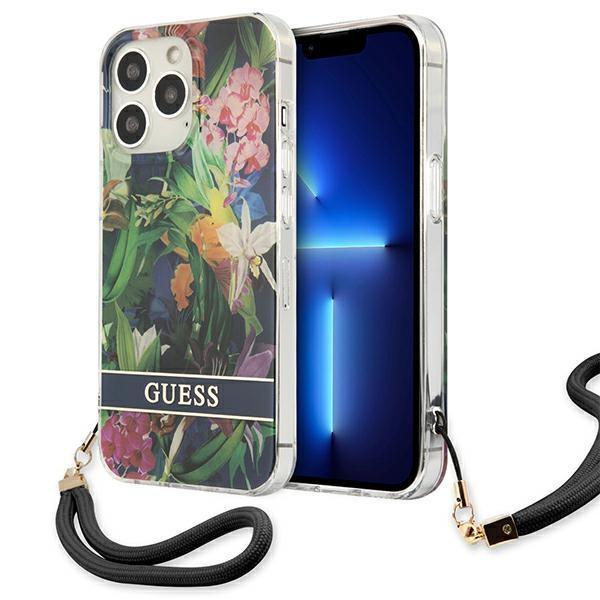 Guess Guhcp13Xhflsb Iphone 13 Pro Max6,7 Niebieski/Blue Hardcase Flower Strap