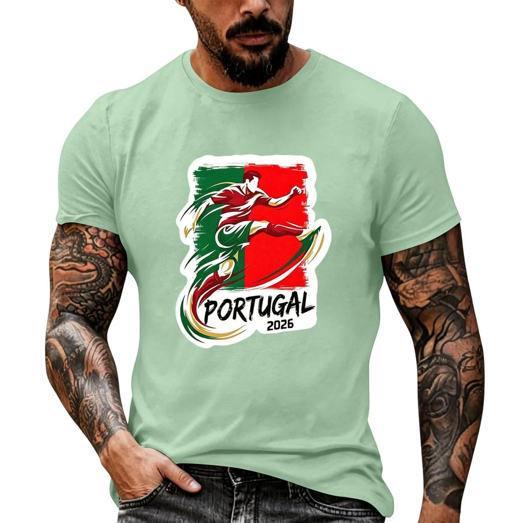 Men's Short Sleeve Crew Neck T-Shirt Soccer Graphic Print Casual Fit Lightweight Soft Fabric Comfortable Wear