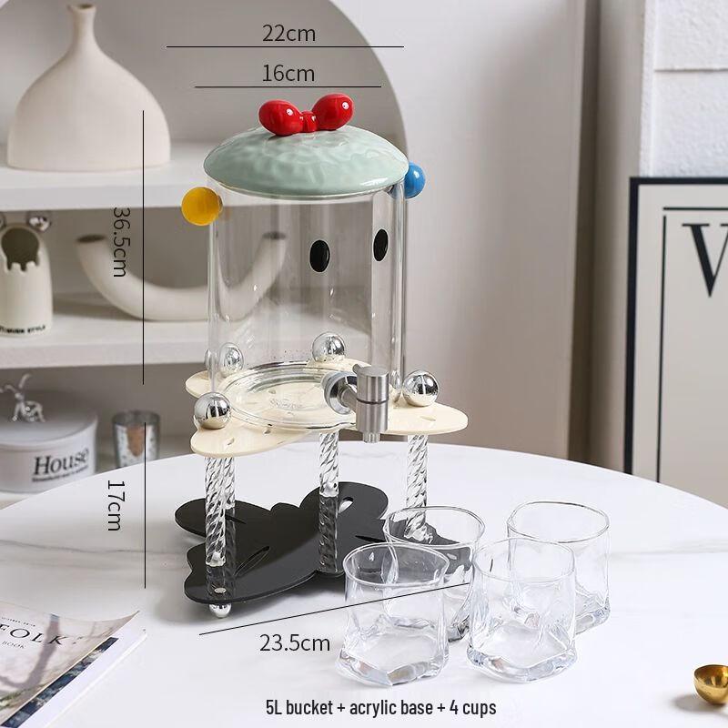 

Glass Cold Water Pitcher with Faucet