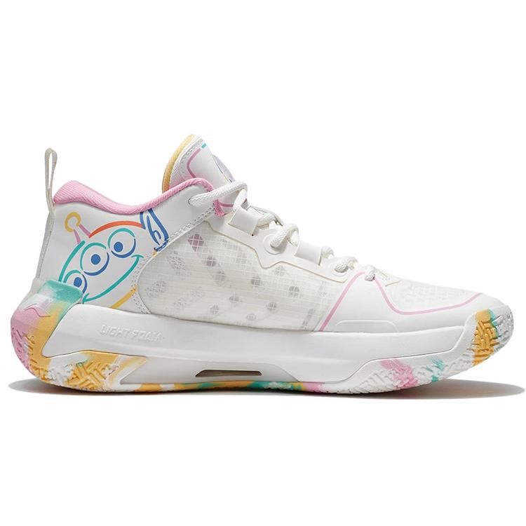 New Disney x LiNing Liren 2 Low Wear resistant And Lightweight Low Top Basketball Shoes Men's White Pink ABAS103-1