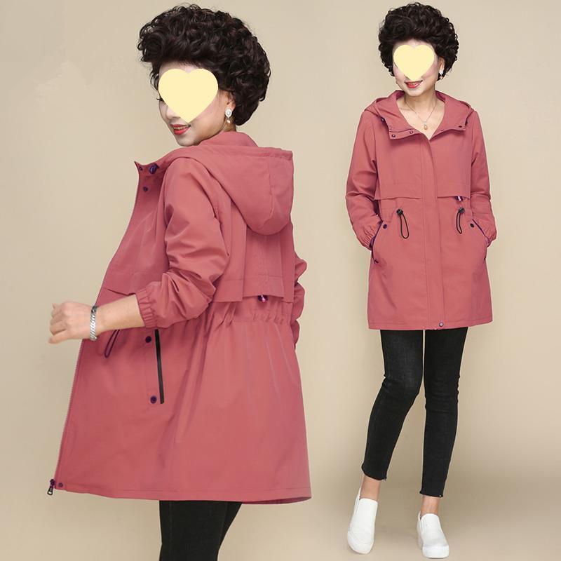 

2025 Women s Loose-Fit Trench Coat for Middle-Aged & Elderly - Spring/Autumn Blue Outerwear XL (90-110 jin)