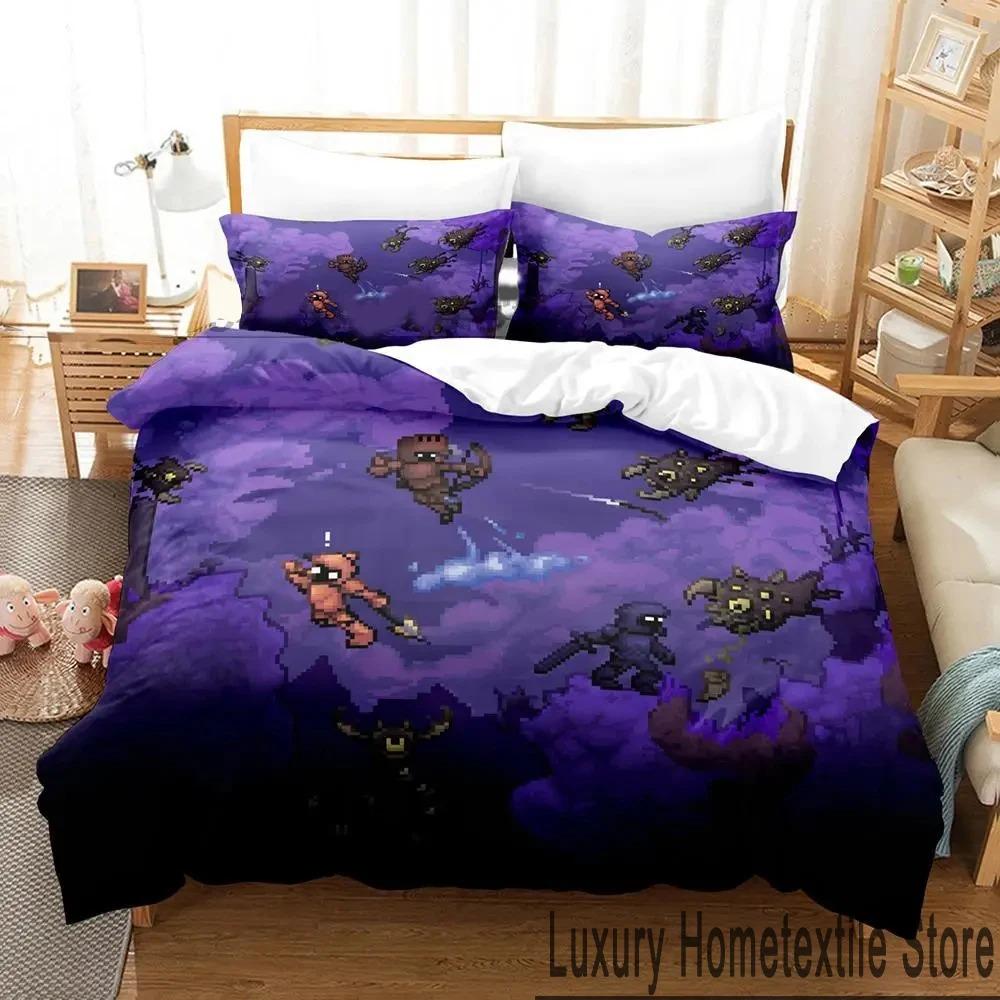 Juego de Cama Terraria con Impresión 3D Niños Niñas Tamaño Twin Queen King Funda Nórdica Funda de Almohada Cama Niños Adulto Textil para el Hogar