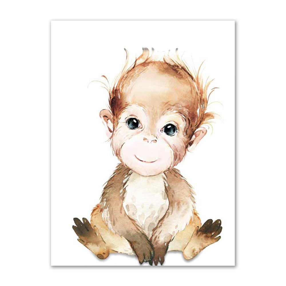 Animais do berçário do bebê arte da parede cartaz dos desenhos animados elefante girafa leão pintura em tela decoração do quarto dos miúdos fotos de parede decoração