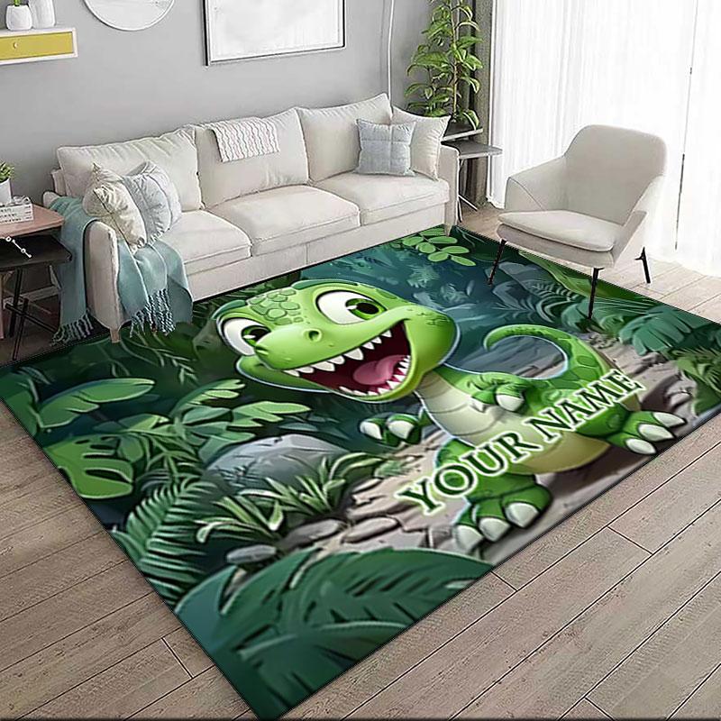 1PC Custom Name Dinosaur Adventure Jungle Theme Floor Mat Ideal for Living Room, Game Rooms, Office, Bedroom,Floor Mat Playful Design