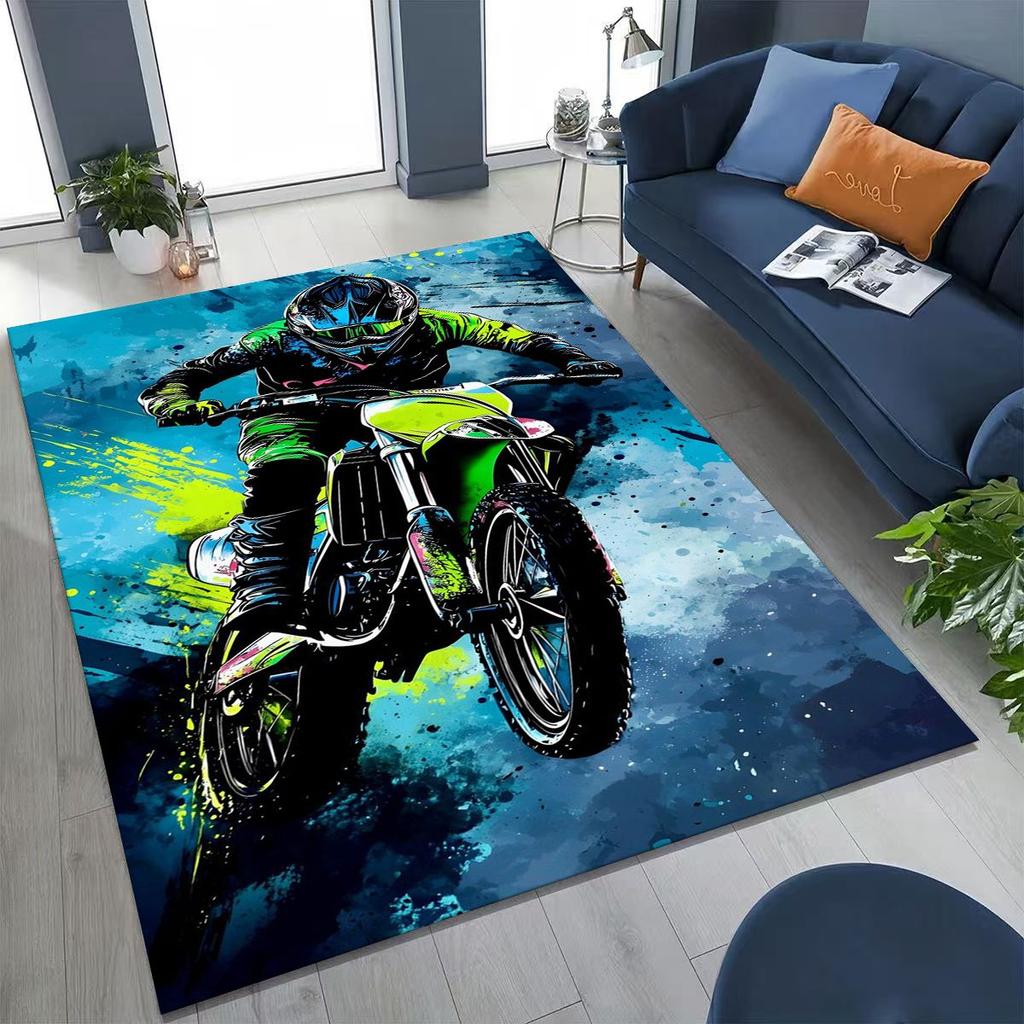 Alfombra Decorativa Personalizada para Motociclista, Motocicleta, Arte, para Dormitorio, Sala de Estar, Sofá, Felpudo de Entrada del Hogar, Alfombra de Piso Grande Antideslizante para Niños
