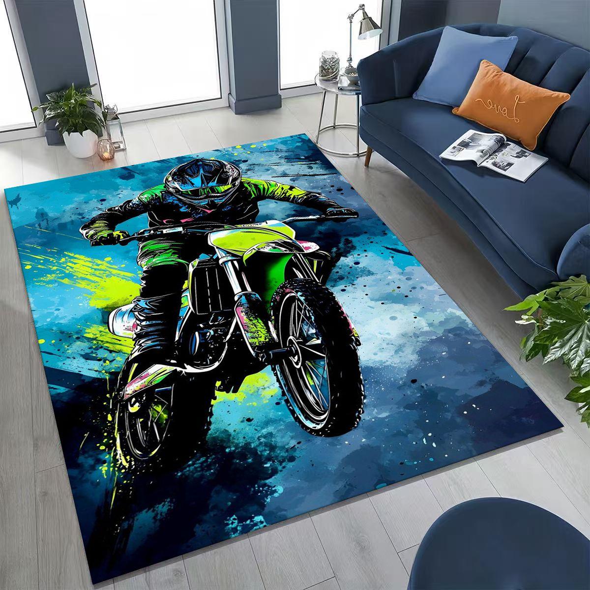 

Personalized Motorcycle Rider Motorbike Art Rug for Bedroom Living Room Sofa Home Doormat Decor,Large kids Non-slip Floor Mat 40x60cm( 15x23in )
