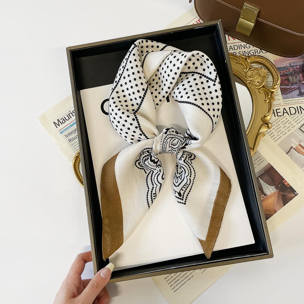 Retro Brown Silk Scarf Fashion Old Money Style 71 Small Square Scarf Versatile High-end Shirt Neck Silk Scarf Headscarf