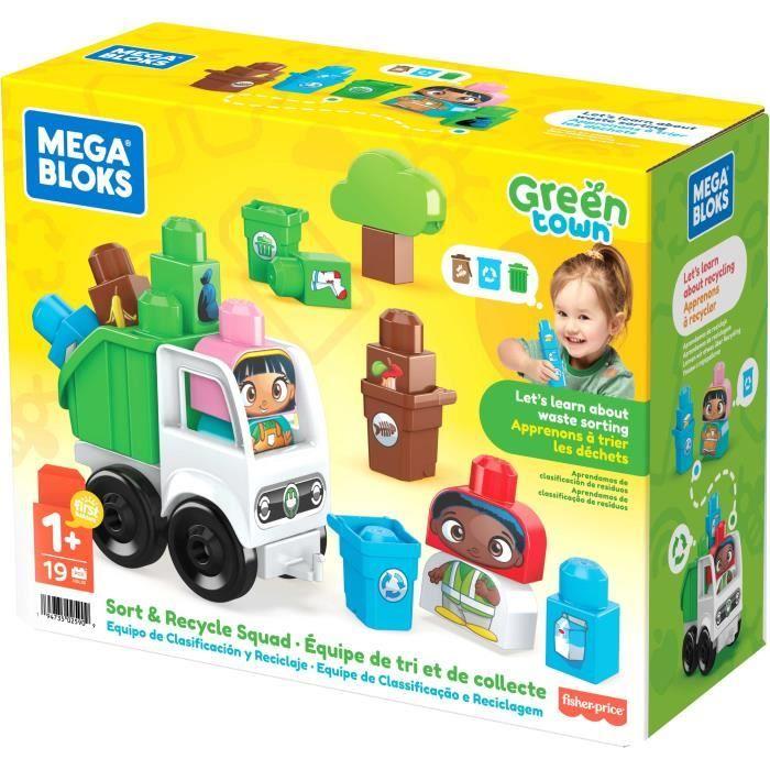 Jeu de construction - MEGA BLOKS - Camion Brigade du Recyclage - 18 gros blocs - Multicolore