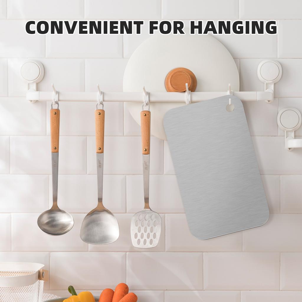 Stainless Steel Chopping Board Meat Cutting Block for Kitchen Walnut Sink Choppinng