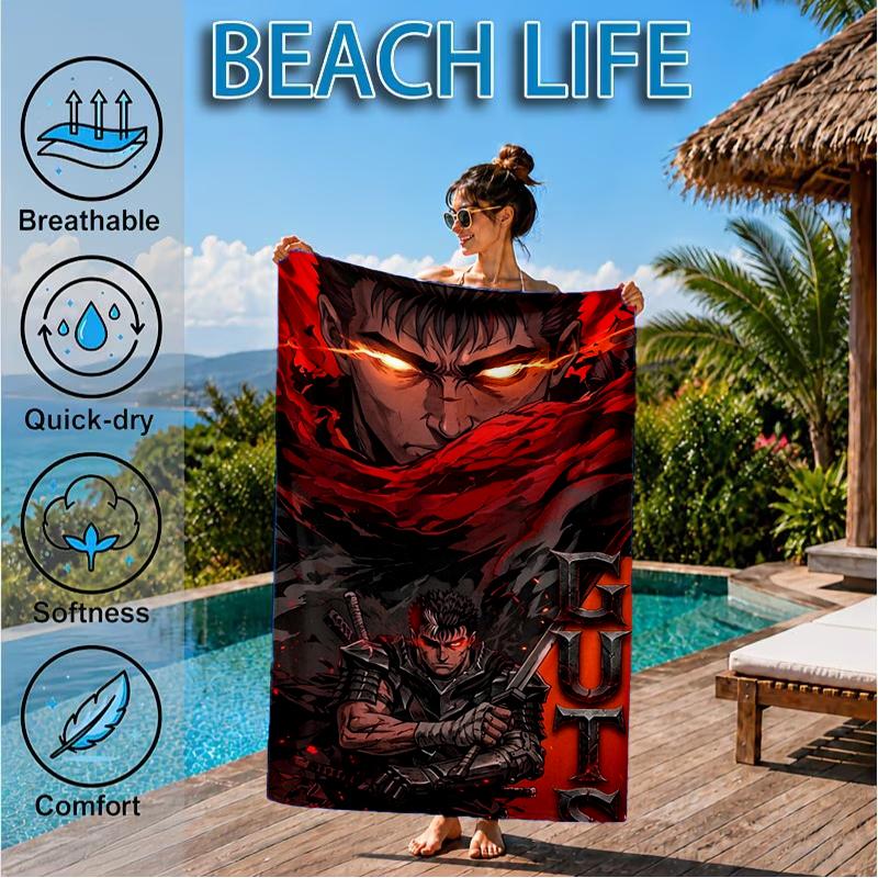 Dark Warrior's Rise Beach Towel, Super Soft Microfiber, Perfect Gift for Her/Him, Birthday, for Pool, Beach, Travel, Decor Beach Party