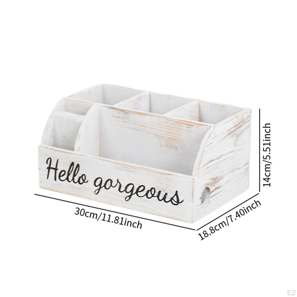 Wooden Desktop Storage Box Stationery Organizer Countertop Office Supplies Hair Dryer Holder