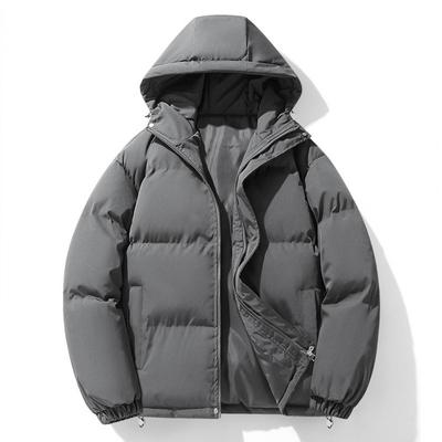 Manteau en coton pour hommes, veste matelassée d'hiver à capuche, manches longues, fermeture éclair, couleur unie, manteau chaud et épais