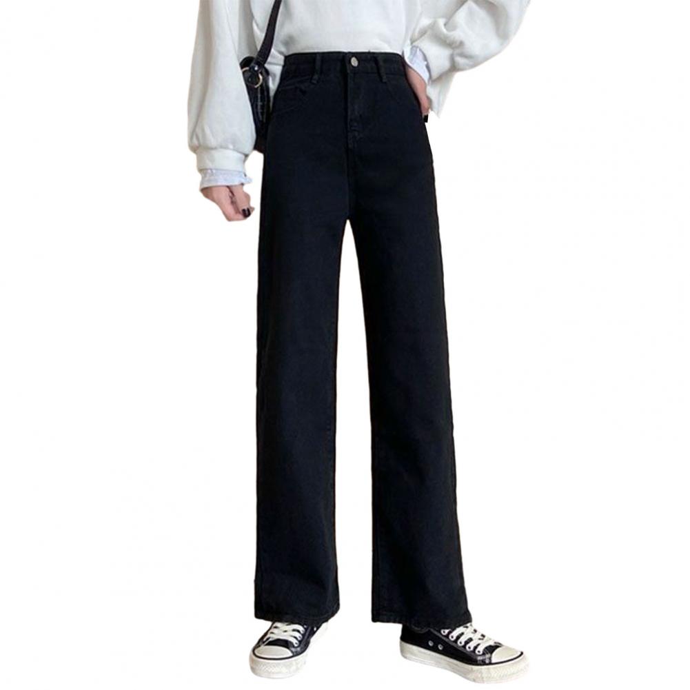 Straight Wide Leg Long Trousers High Waist Wide Leg Denim Pants for Women Streetwear Jeans with Pockets Vintage for Autumn