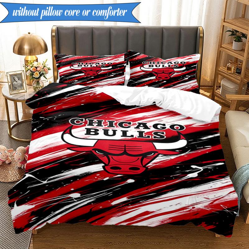 3PCS Bull Basketball Artwork Bedding Set,Including 1pc Duvet Cover And 2pcs Pillowcases Perfect for Bedroom, Dormitory, Fan Christmas Gift