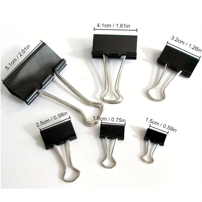 12-Pack Black Iron Office Document Clips, 1.6-Inch Large Capacity Paper Clips for Office Supplies, Assorted Sizes 2.01", 1.61", 1.26"