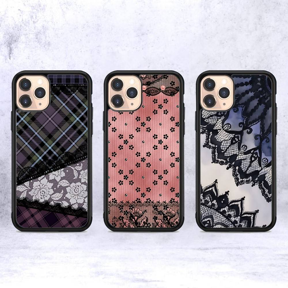 Lace Pattern For IPhone 11 12 13 14 15 16 17 Pro Max Plus TPU+PC Shockproof Back Phone Cases