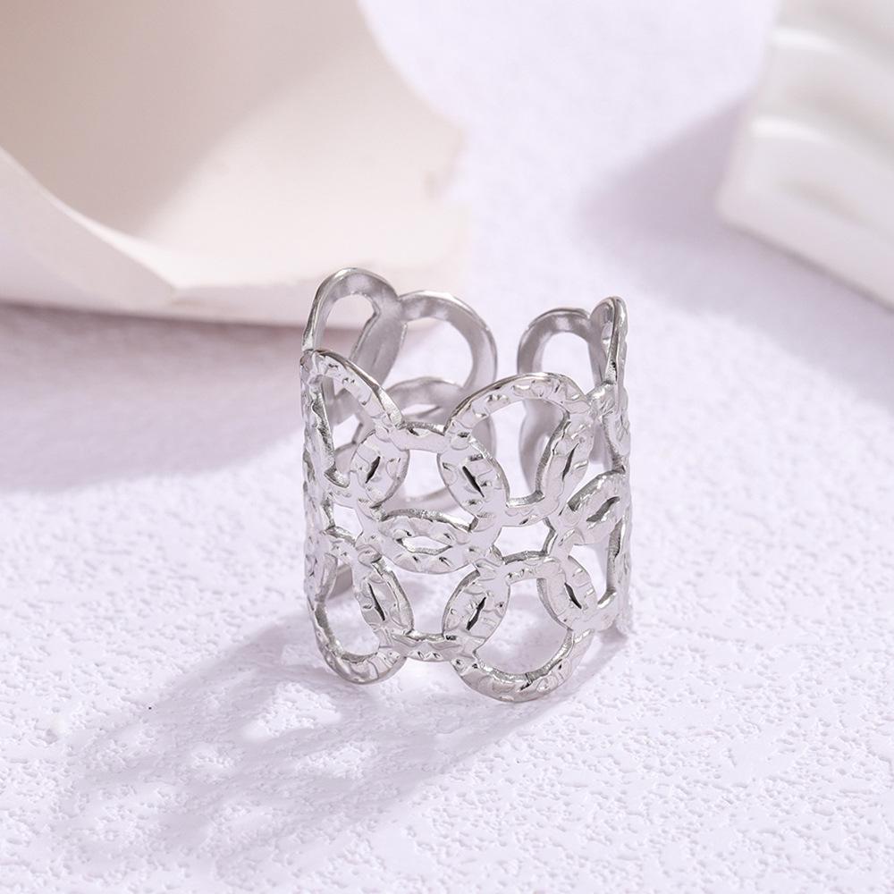 Elegant Titanium Steel Open Ring for Women - Non-Fading, Light Luxury Design