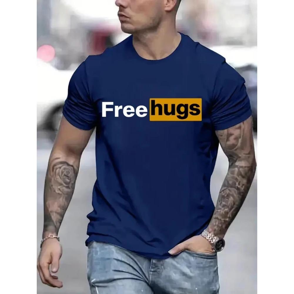 Casual Mens T Shirts Free Love Pritned Summer O-Neck T-shirt for Men Clothes Short Sleeve Top Tee Shirt Funny Streetwear T-shirt