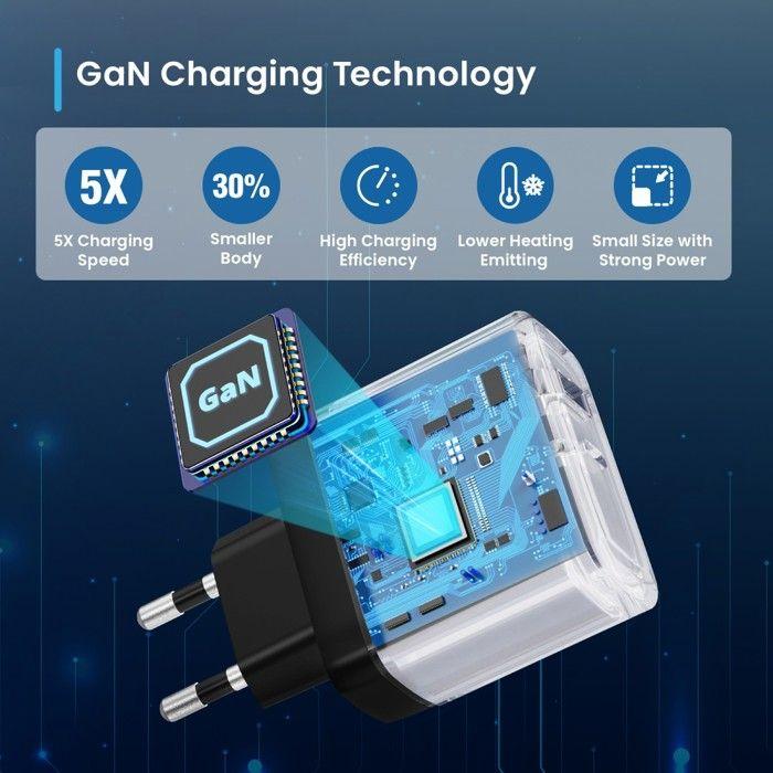 Chargeur Rapide Ewent EW1330 USB-C/USB-A 65W Noir