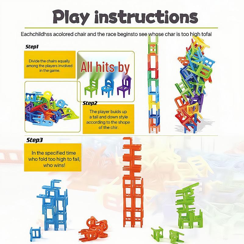 Plus Size Educational Stacking Chair Toy for Kids - Interactive Parent-Child Fun Stool