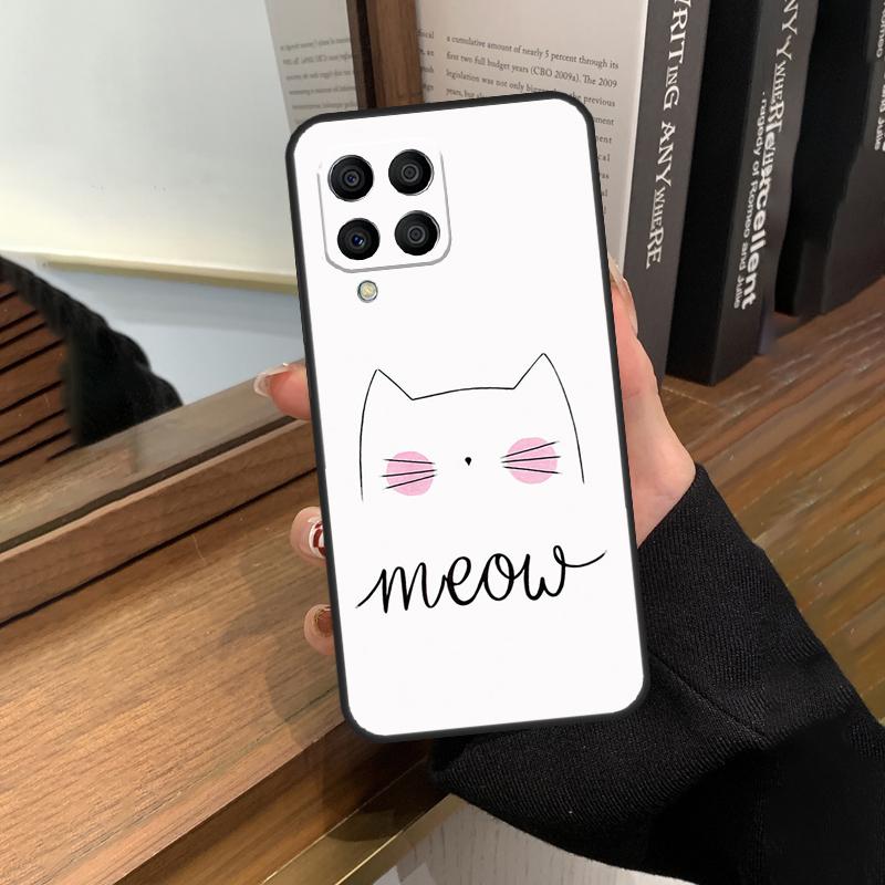 Black Cat Face Kitty Case For Samsung Galaxy M12 M22 M32 M52 M13 M23 M33 M53 M20 M21 M31 M51 M14 M34 M54 M30s