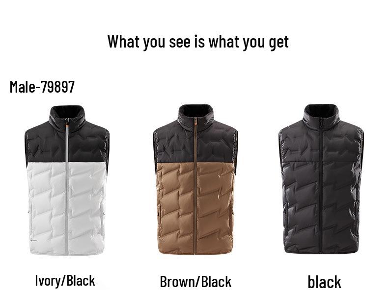 Unisex Color-Block Down Vest: Lightweight, Warm, Windproof Winter Jacket with Stand Collar