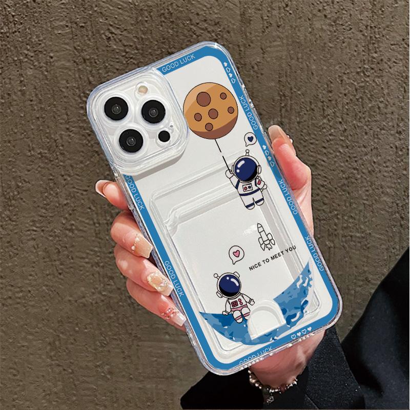 Card Slot Holder Silicone Wallet Pocket Case For Samsung S23 S24 S25 Plus iPhone 17 Air 16 14 Pro Max Oppo Reno 10 11 12 Pro Cover Clear Phone Bumper