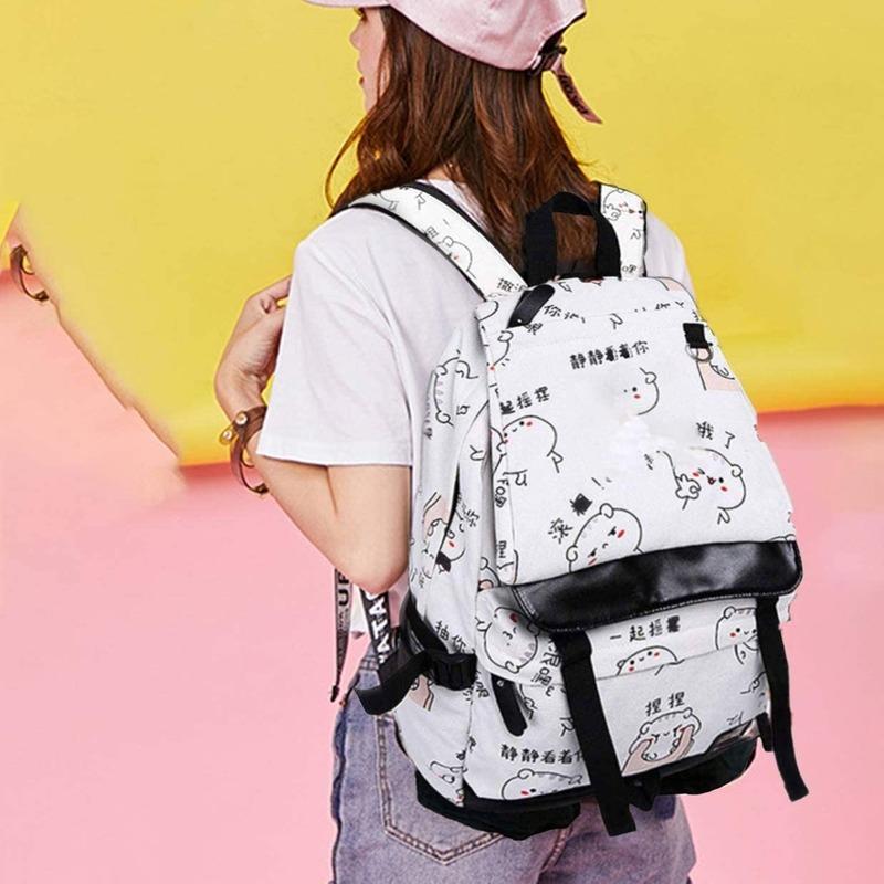 Asge Women's Fashion School Bag Kawaii Printing Backpack Girls Casual Waterproof Backpack School Teenager Daypack