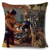 Vintage Sey Motorcycle Lady Pillow Case Decor Oil Painting Cartoon Women Cushion Cover for Sofa Car Polyester Pillowcase ,(1)