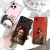 Θήκη Τηλεφώνου Art Frida Kahlo Για iPhone 17,16,15,14,13,12,11 Plus,Pro Max,XS,Μαύρο Κάλυμμα από Μαλακή Σιλικόνη