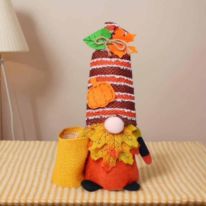 Dwarf Plush Doll Thanksgiving Decoration Handmade Dwarf Figure Doll Autumn Decoration For Home Party Table Centerpieces