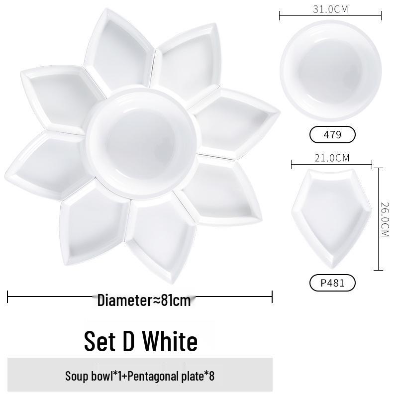Melamine Platter & Tableware Set: Bowl, Plate, and Dish Set for Hot Pot & New Year's Eve Dinner.