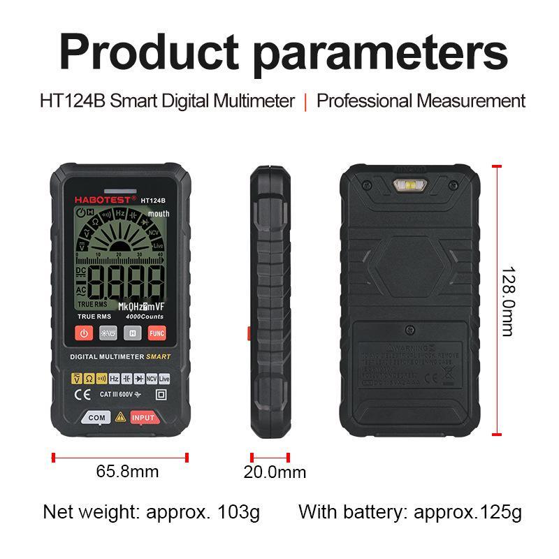 HT124A+/B+ Digital Multimeter: High Precision Voltage Meter for Home Use