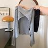 With shawl gray stacked two-piece long-sleeved knitted sweater women's new top high-end autumn wear