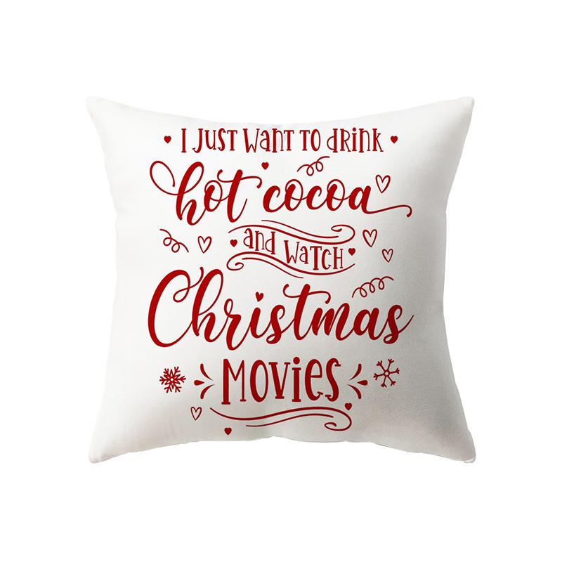Christmas Theme Snowman Print Pattern Cushion Cover Home Living Room Sofa Decoration Square Pillow Pillow Cover