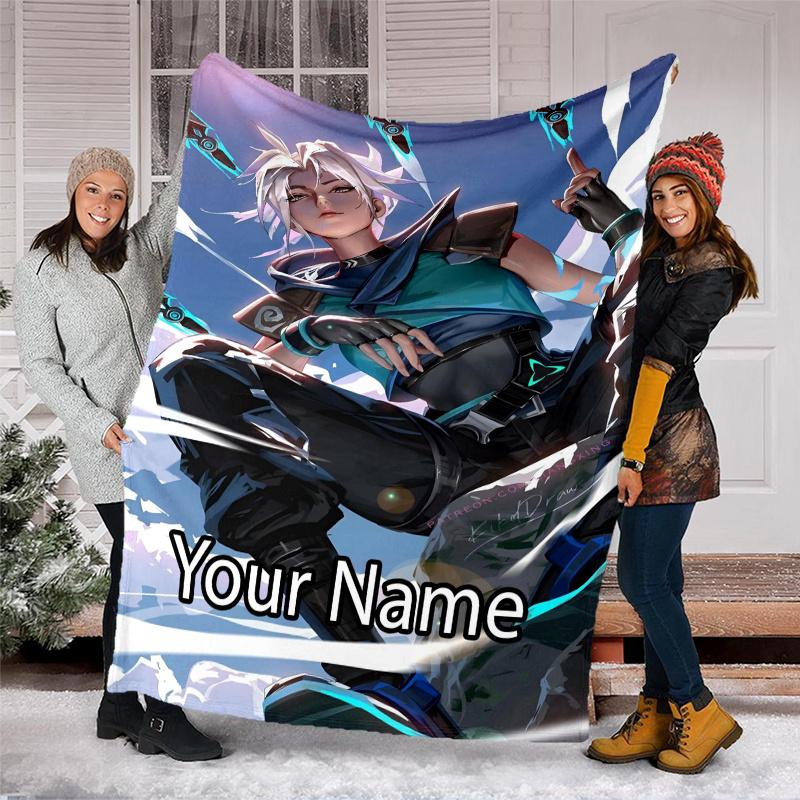 Custom Name Valorant Theme Printed Blanket - Perfect for Couch, Bed, Travel & Outdoor Use | Machine Washable, Cozy & Durable.