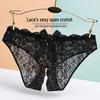Yan Beiwei Women's Lace Mesh Low-Rise Open Crotch Plus Size Panties 1525
