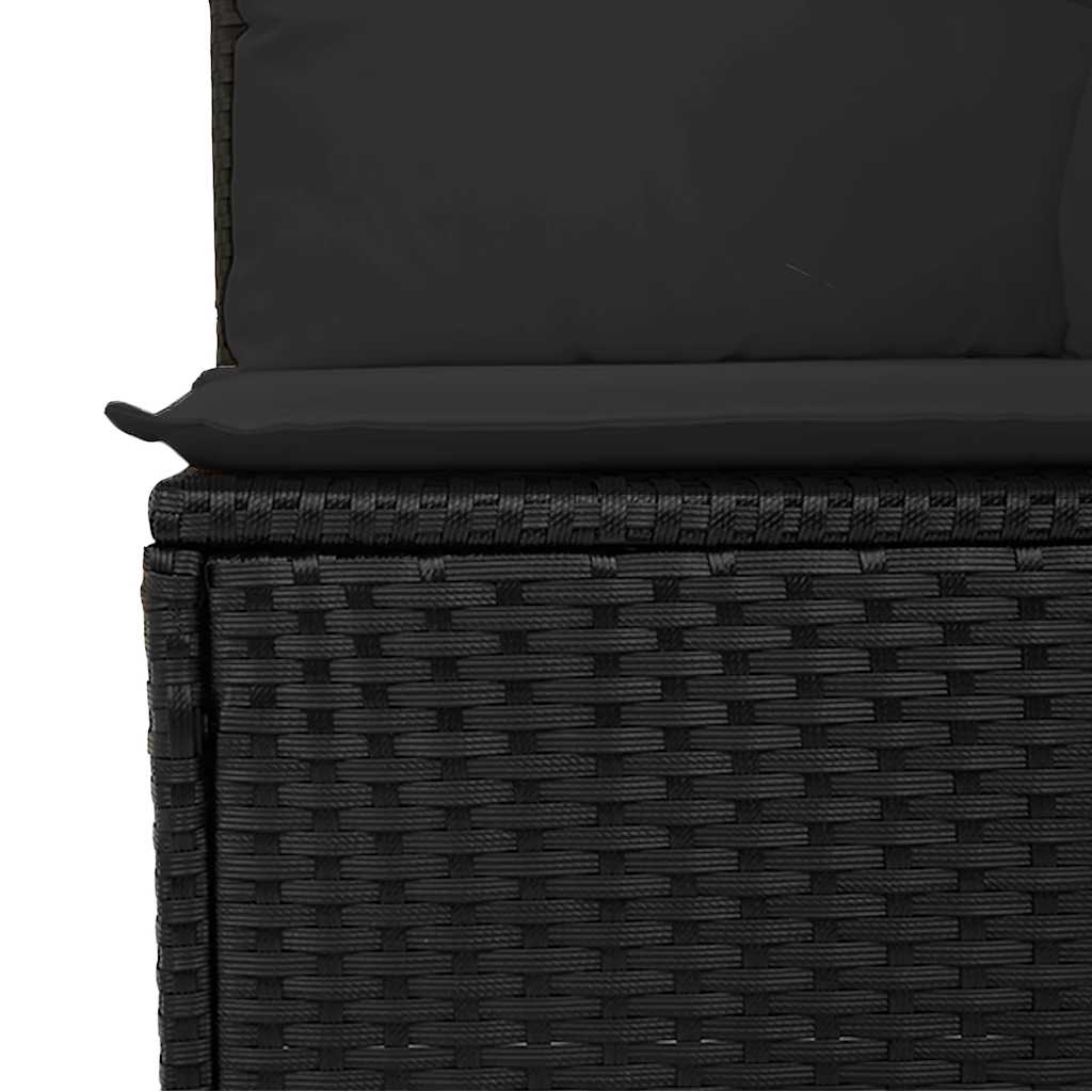 Vidaxl Garden Sofa With Cushions, 3-Seater, Black, Poly Rattan