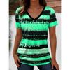 Women's T-Shirt Ocean Striped Graphic Fashion Short Sleeved V-Neck Regular Tops Daily Print Tee Summer Spring casual Tops