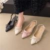 French stiletto high heels bag head sandals women's shoes 2025 summer temperament socialite black pointed single shoes