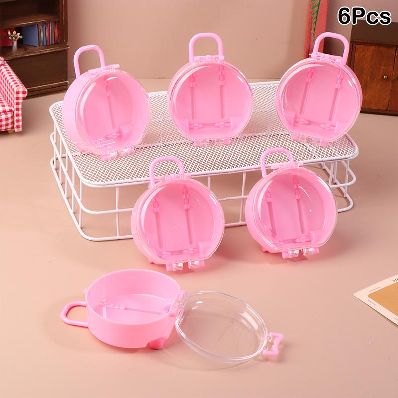 

6 шт. Міні Милий Круглий Пластиковий Чемодан на Коліщатках Модель Лялькового Чемодана Ляльковий Будиночок Скриня Маленький Клатч Прикраси Декор Лялькового Будиночка Іграшки рожевий