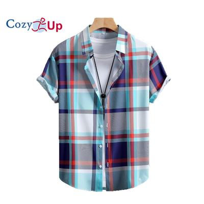 Men's Navy Blue Green Red Plaid Men's Short Sleeve Shirt Men's Shirt Summer 2025 New